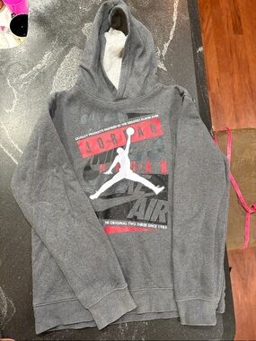 Jordan Gray Pullover Hoodie with White & Red Graphic